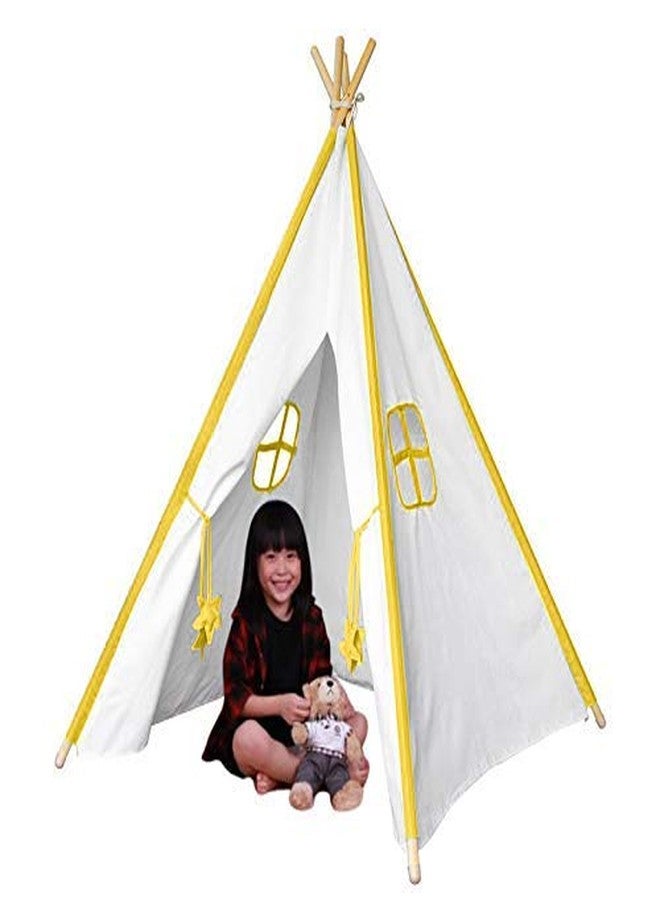 next day art Tent House for Kids Kids Tepee Tent with Padded Mat,Kids Canopy Play Tent,Playard,Playhouse Big Portable Tent for Kids for Indoor&Outdoor- Yellow, Tent House Theme - Image 3